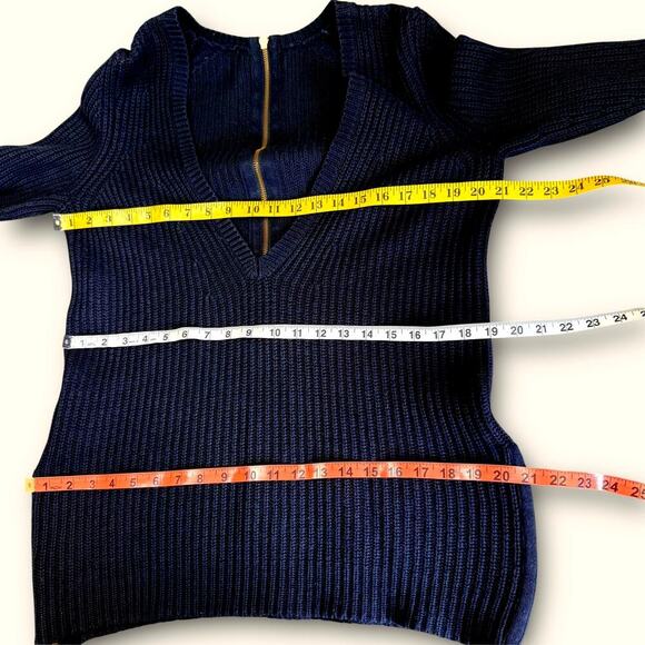 Ann Taylor Merino Wool Blend Long Sleeve V Neck Rib Tunic Sweater Size M Black - Picture 12 of 13